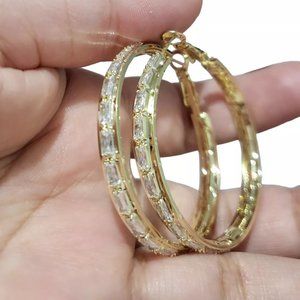 18K GOLD PLATED ROUND HOOP EARRINGS WITH ZIRCONS